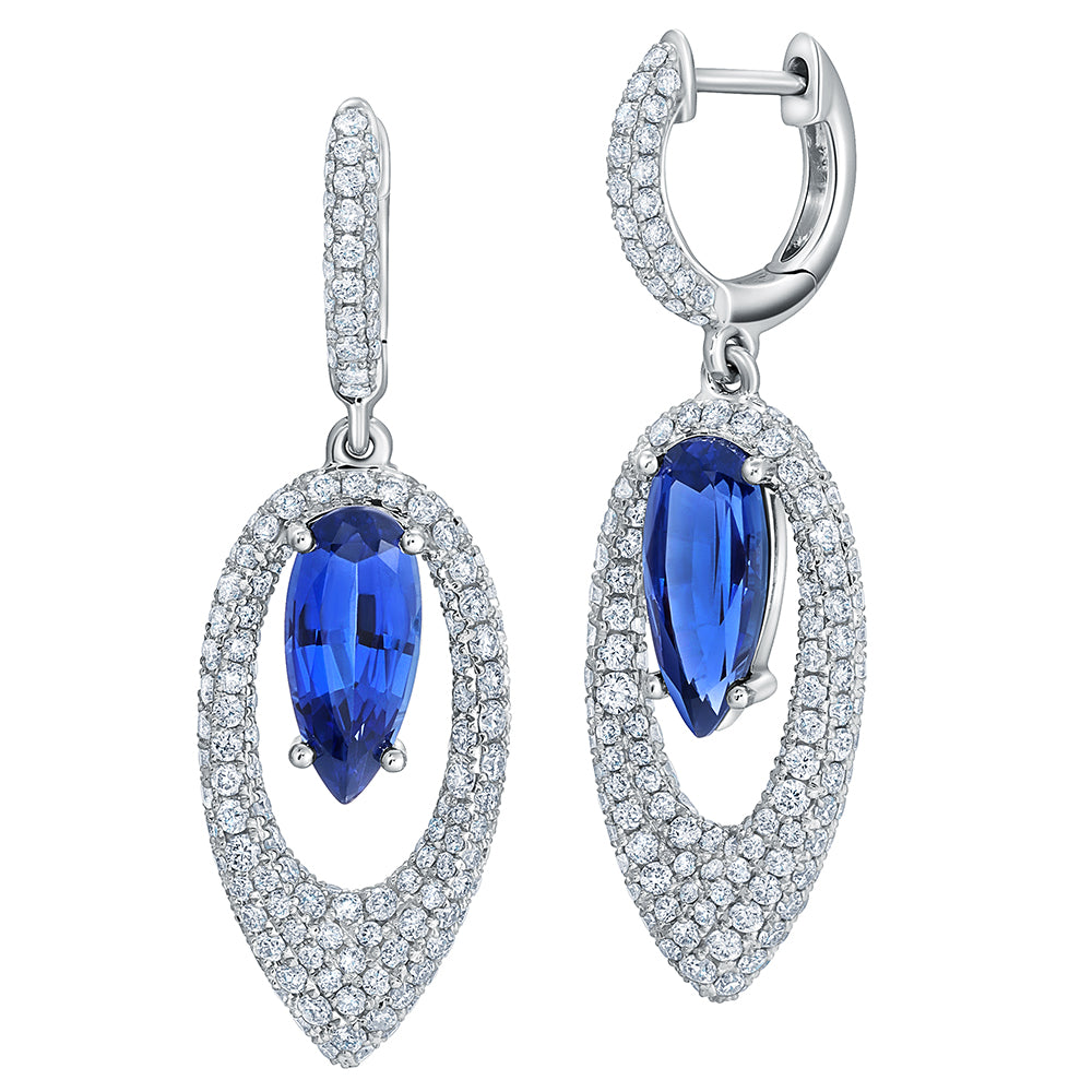 Chatham lab-grown blue sapphire earrings, style CE4949WBS