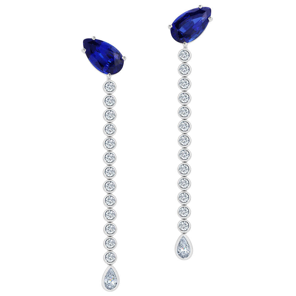 Chatham lab-grown blue sapphire earrings in 18k white gold, style CE4987WBS
