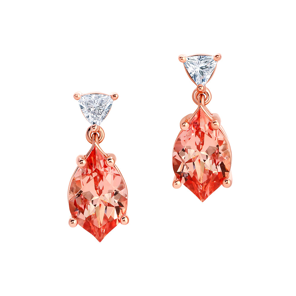 Chatham lab-grown champagne sapphire earrings, style CE4990RCS