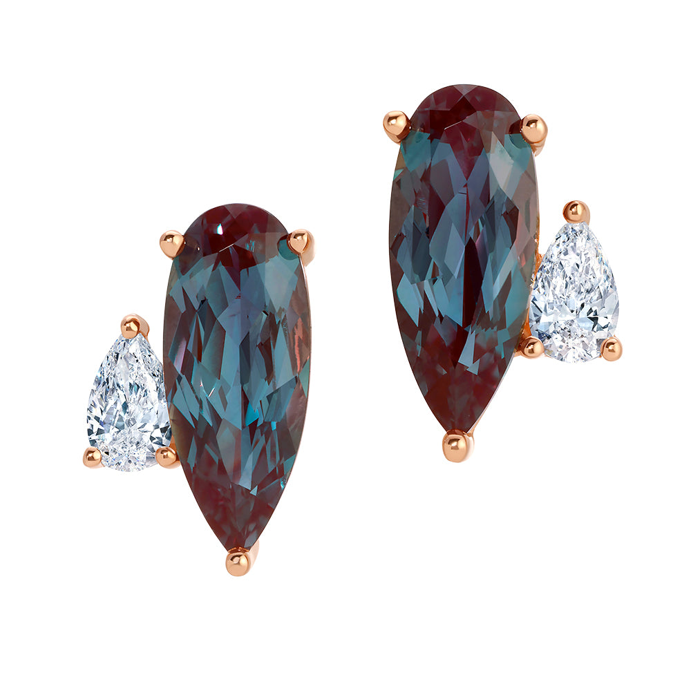 Chatham lab-grown alexandrite earrings, style CE4991RAL