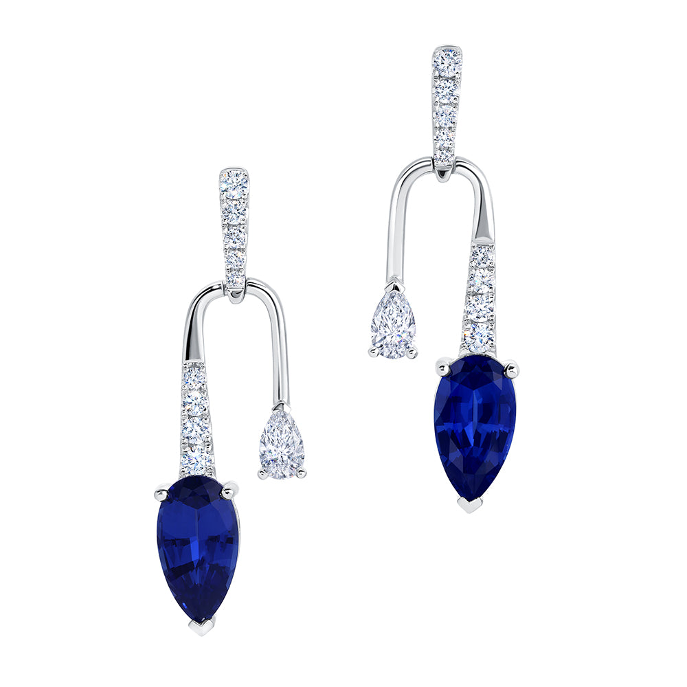Chatham lab-grown blue sapphire earrings, style CE4995WBS