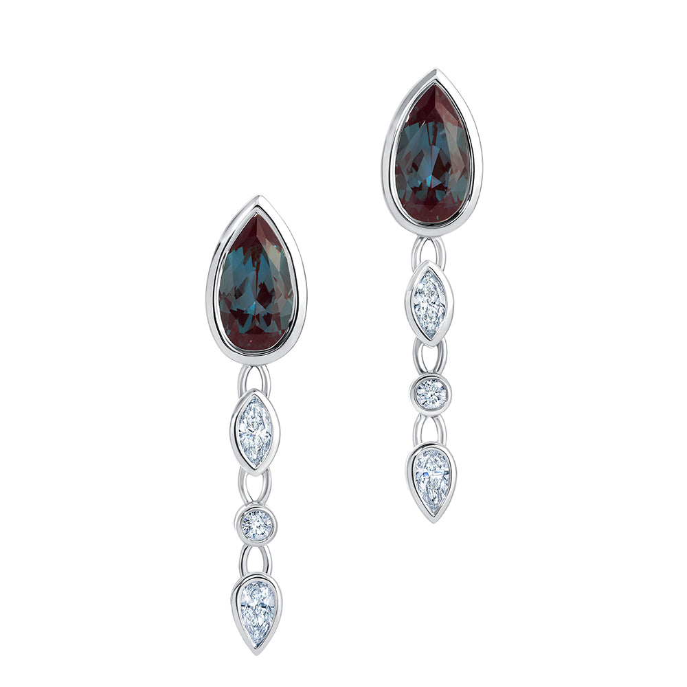 Chatham lab-grown alexandrite earrings, style CE4997WAL