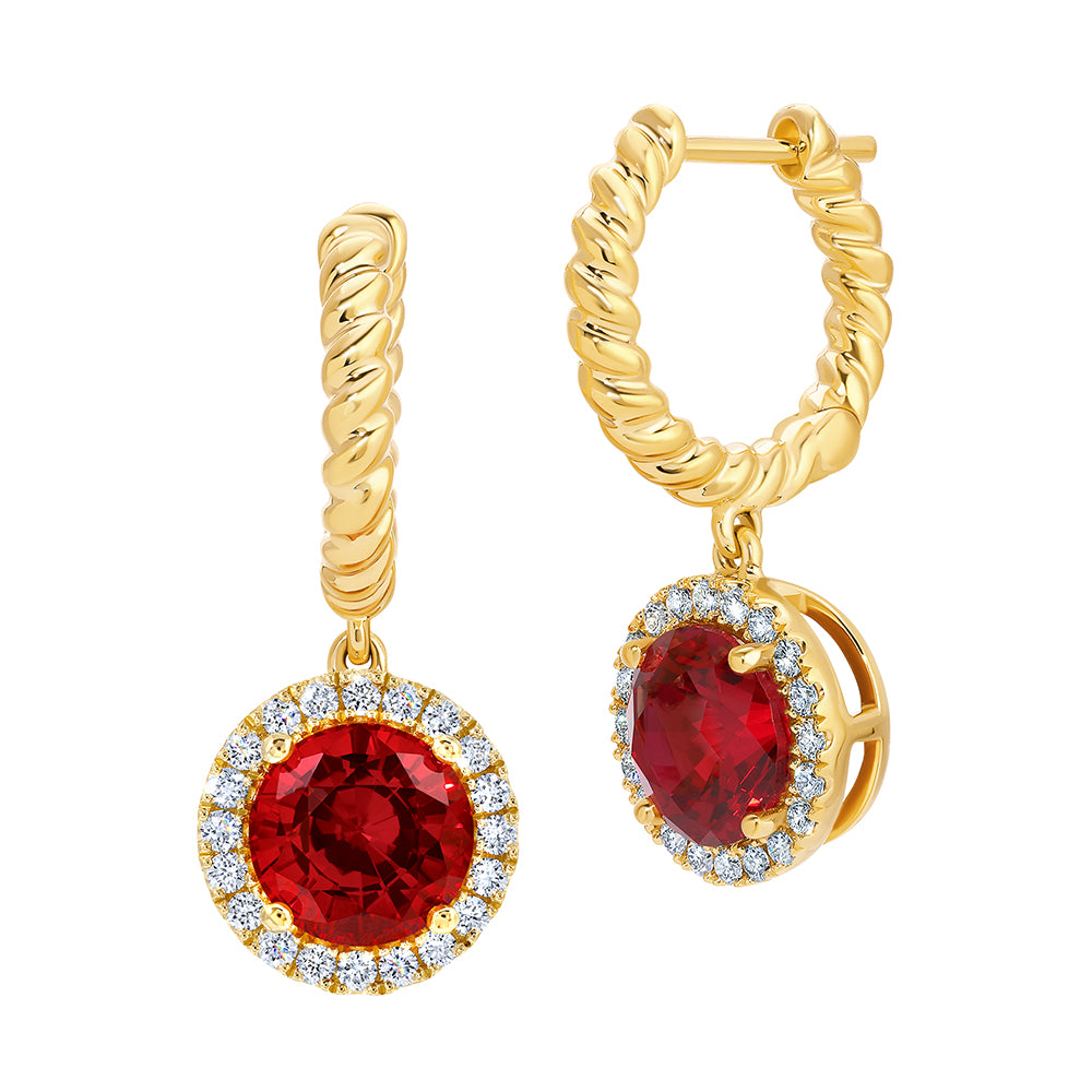 Chatham lab-grown ruby earrings, style CE4998YRU