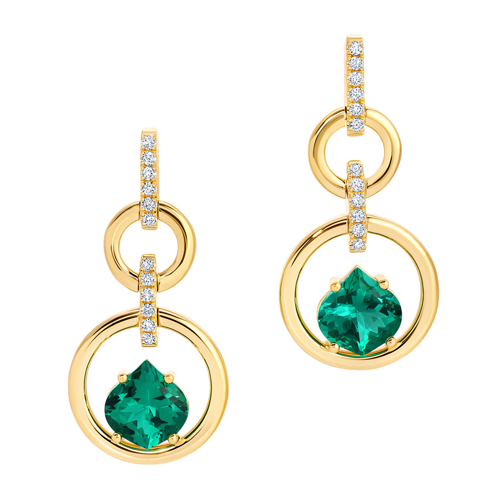Chatham lab-grown emerald earrings, style CE5005YEM