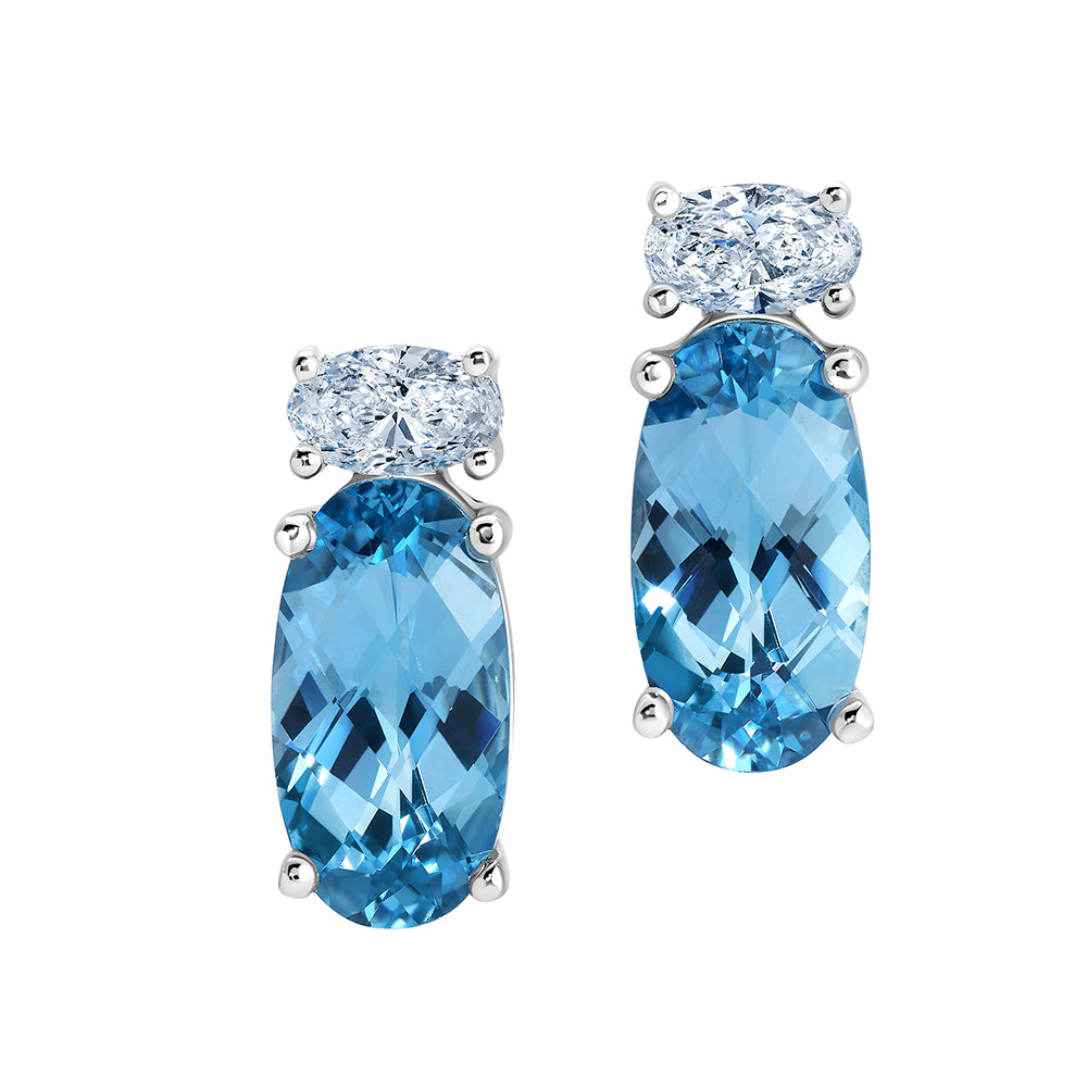 Chatham lab-grown aqua blue spinel earrings, style CE5008WAQ