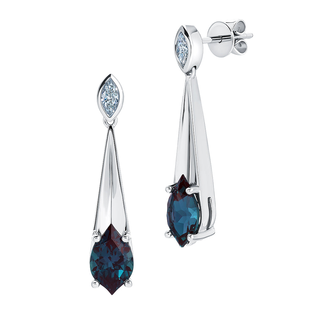 Chatham lab-grown alexandrite earrings, style CE5009WAL