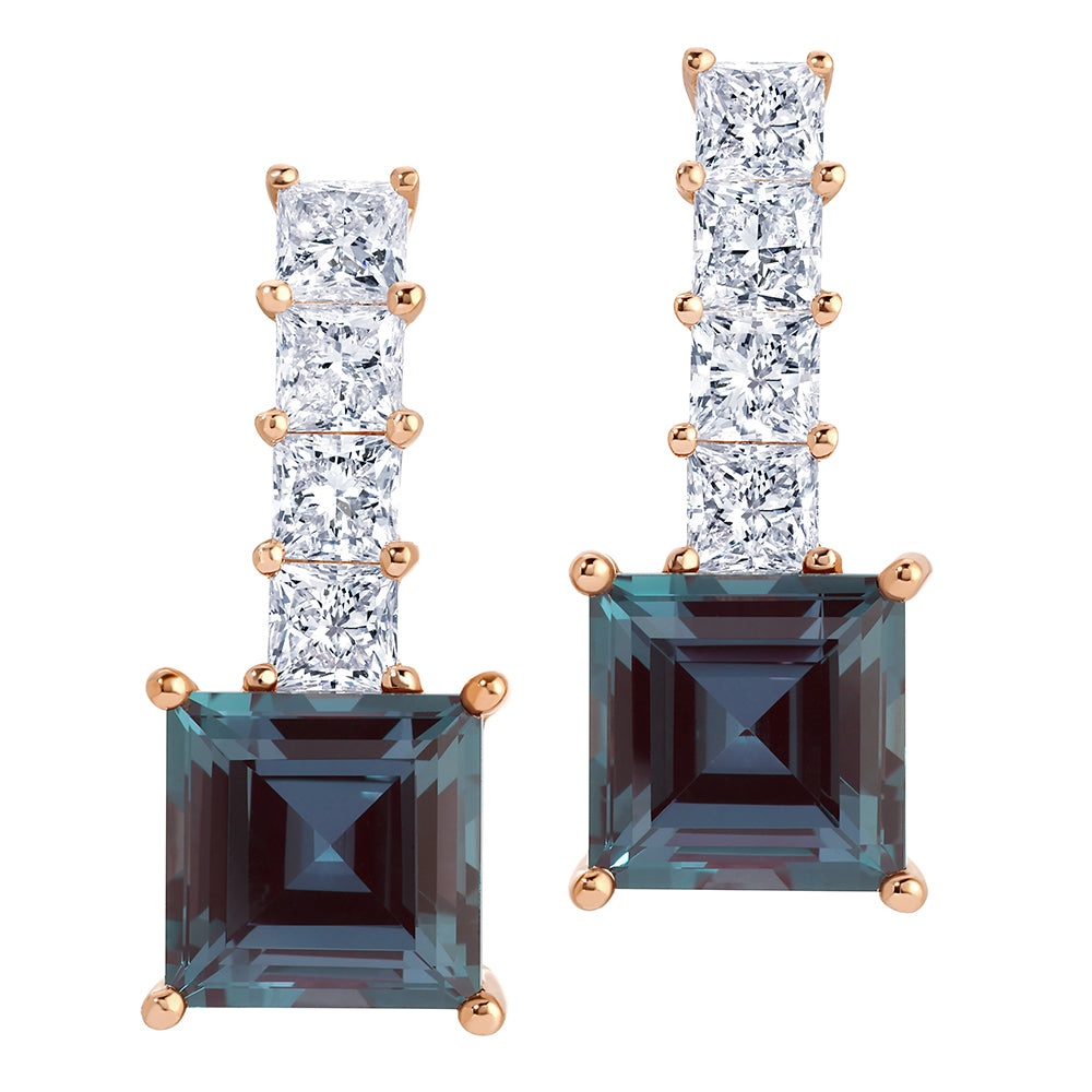 Chatham lab-grown alexandrite earrings, style CE5010RAL
