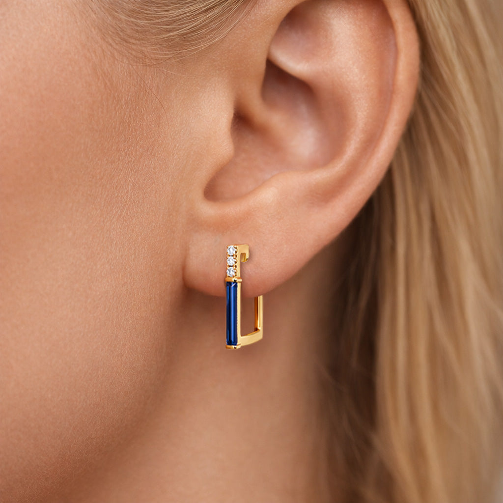Blue Sapphire Hoops