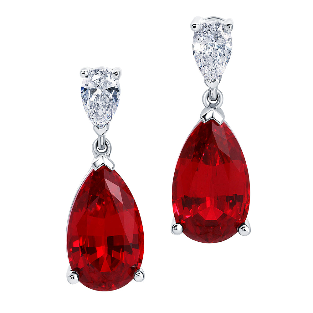 Chatham lab-grown ruby earrings, style CE5017WRU