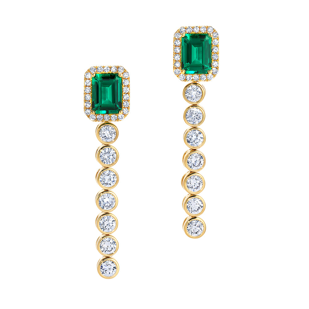 Chatham lab-grown emerald earrings, style CE5018YEM