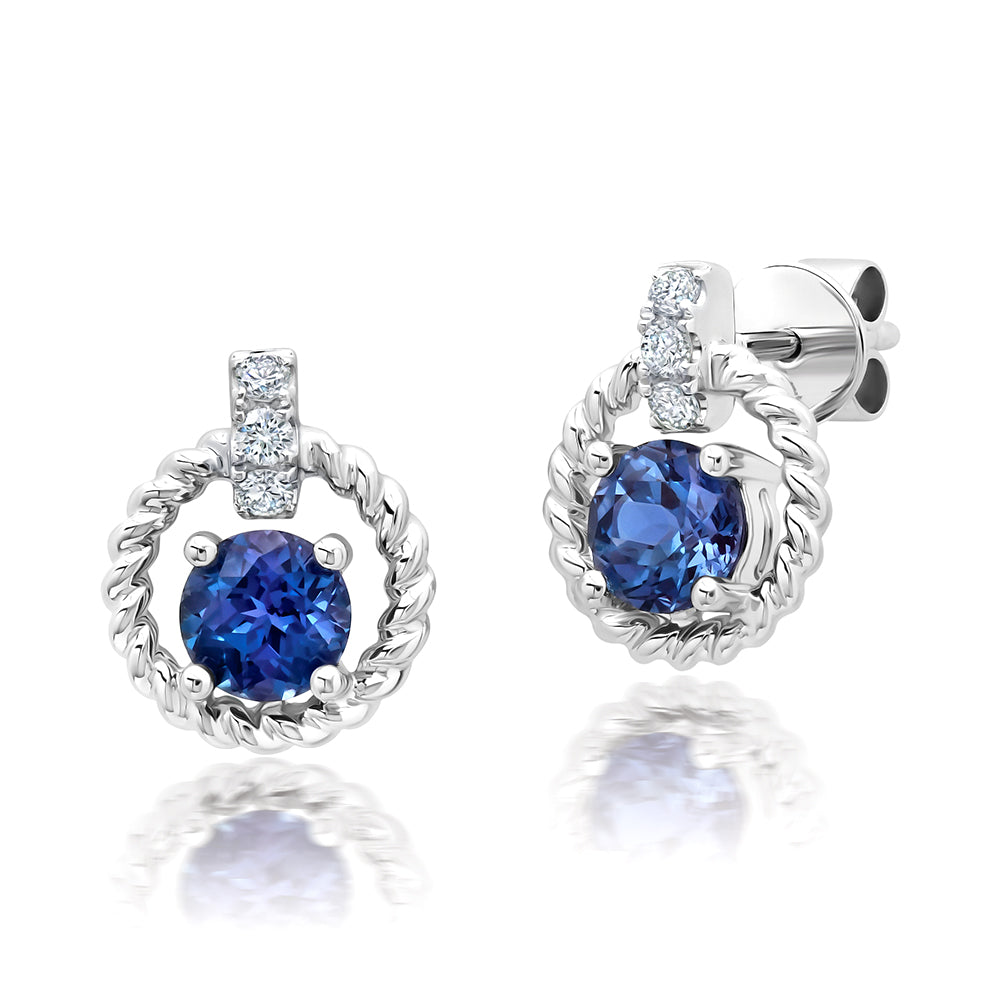 Chatham lab-grown alexandrite stud earrings, style CE5055WAL