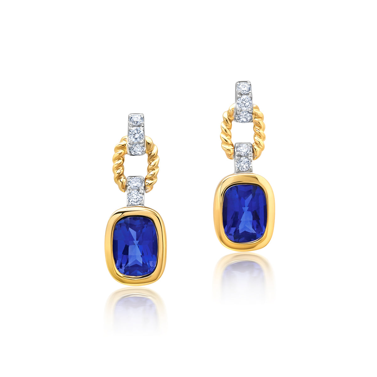 Chatham lab-grown blue sapphire earrings, style CE5057YWBS
