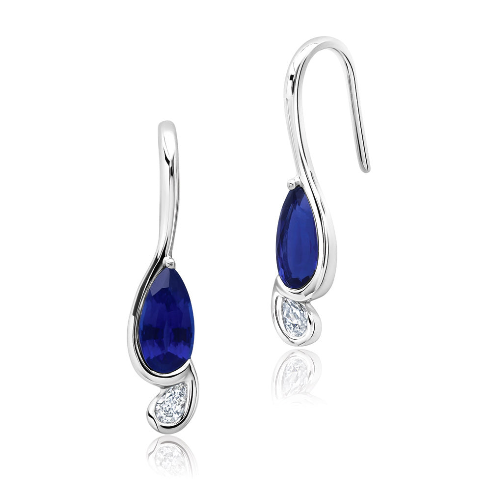 Chatham lab-grown blue sapphire earrings, style CE5058WBS