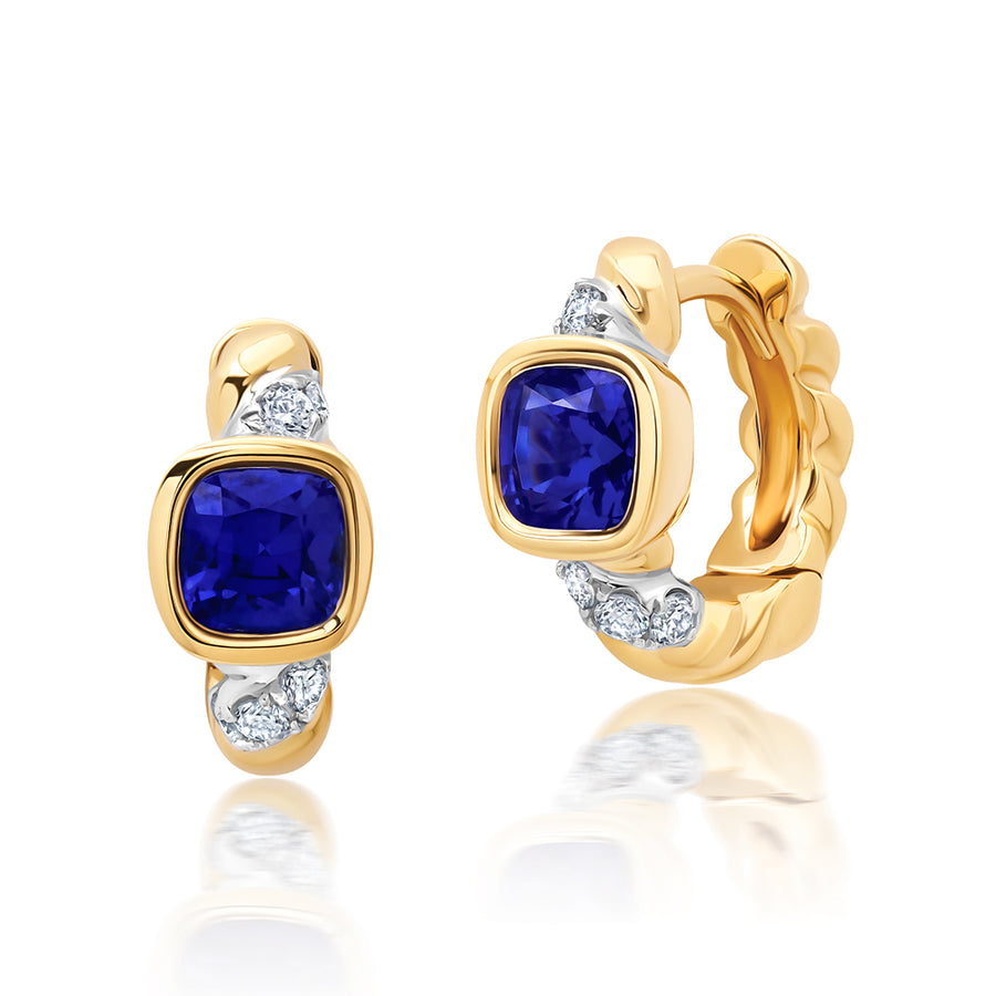 Blue Sapphire Huggies