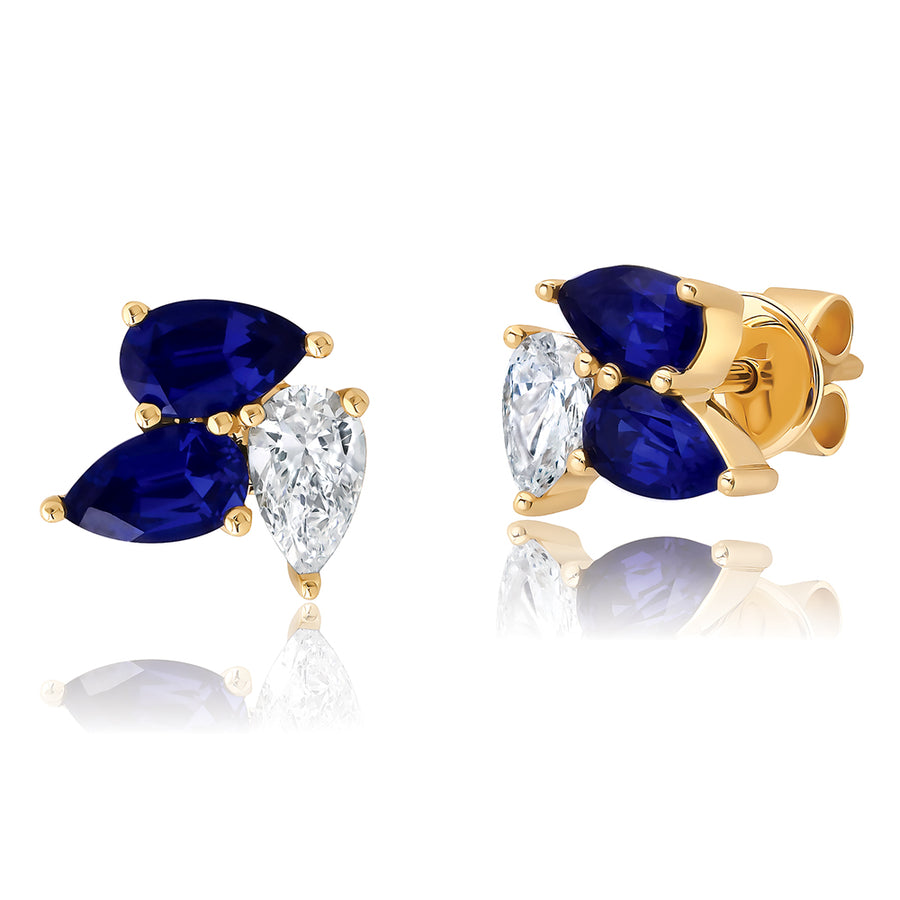 Blue Sapphire Cluster Studs