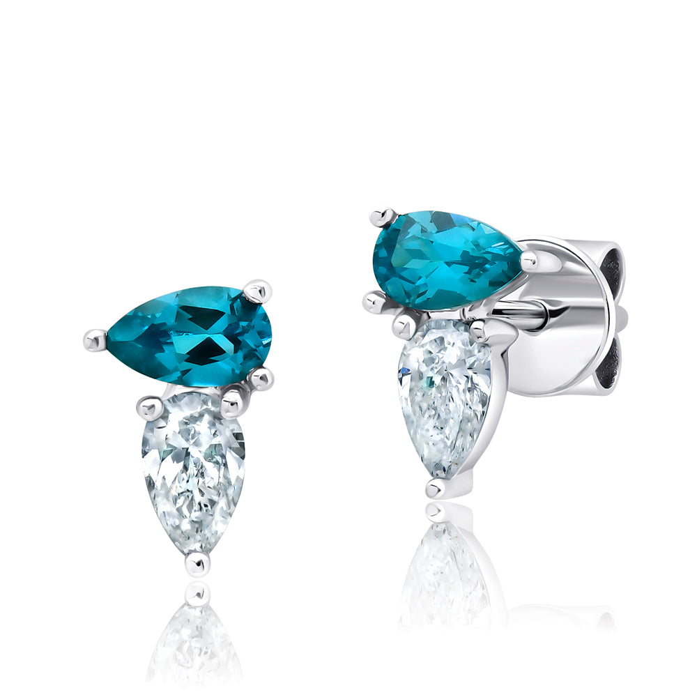 Chatham lab-grown spinel stud earrings in 14k white gold, style CE5064WPA