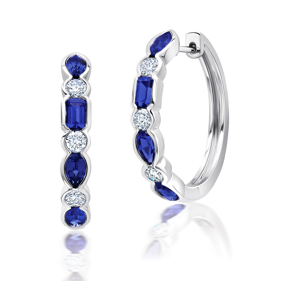 Blue Sapphire Hoops