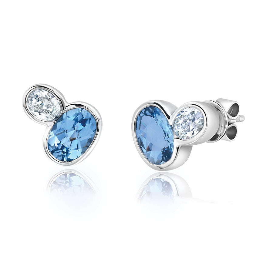 Aqua Blue Spinel Stud Earrings