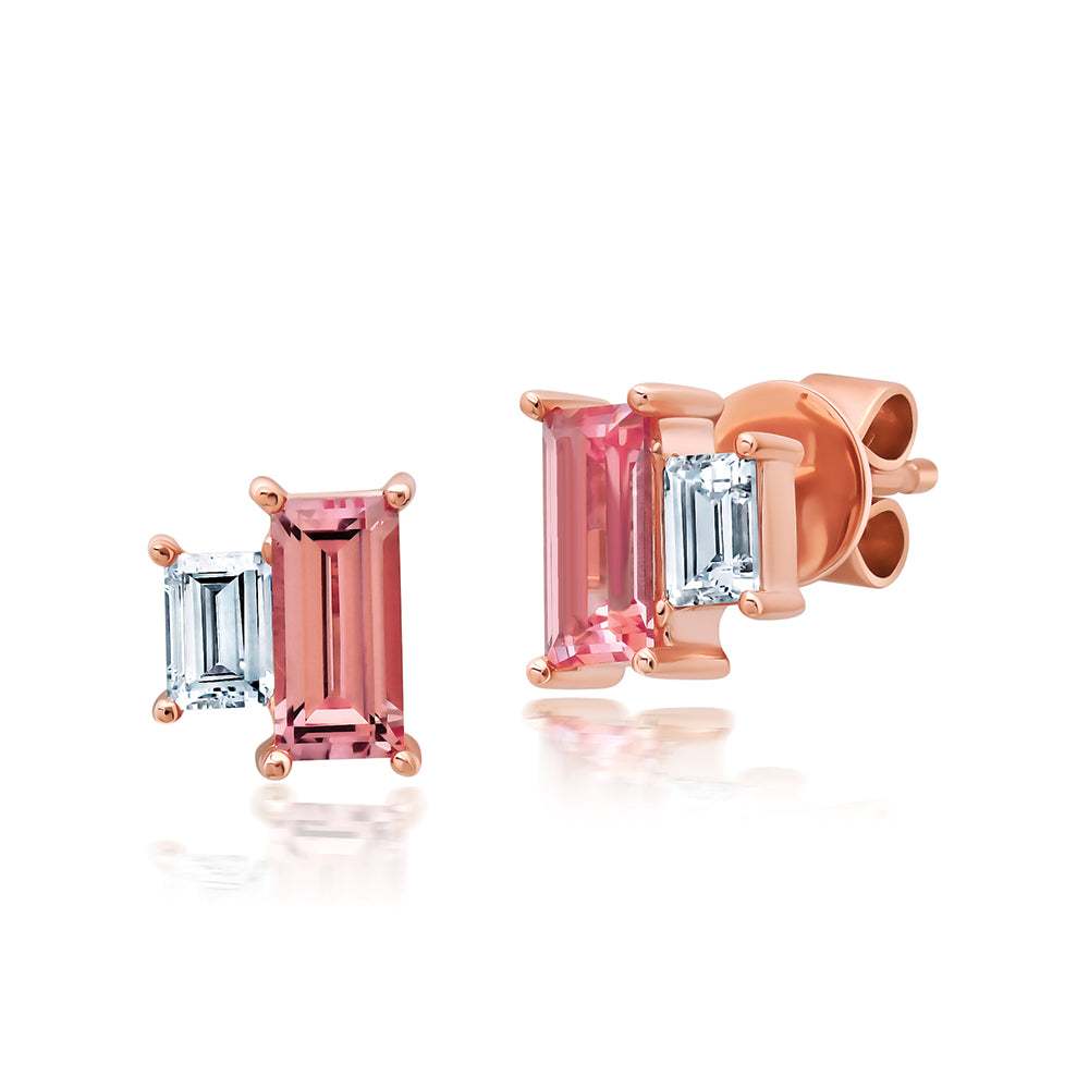 Chatham lab-grown champagne sapphire stud earrings, style CE5076RCS