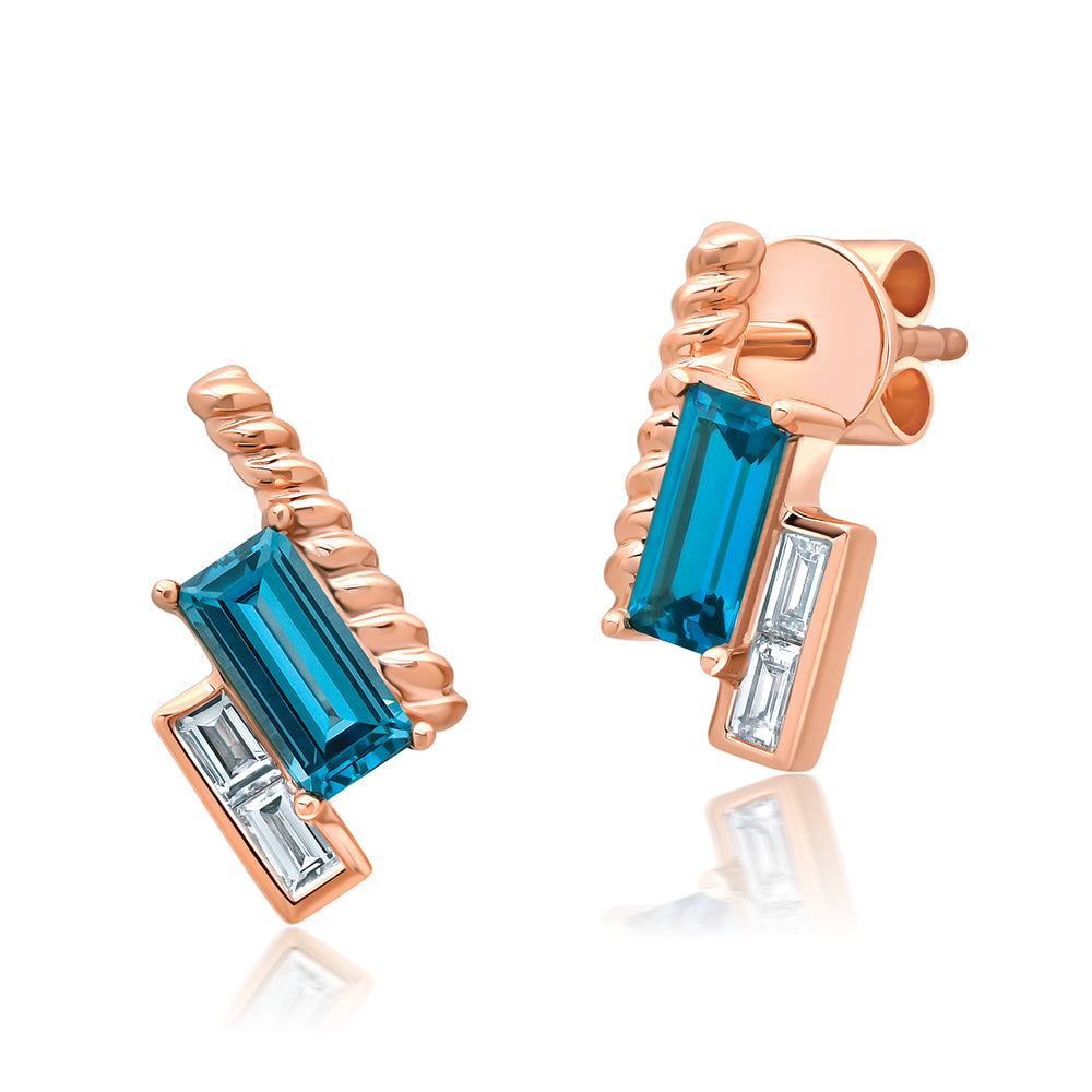 Chatham lab-grown spinel stud earrings in 14k rose gold, style CE5078RPA