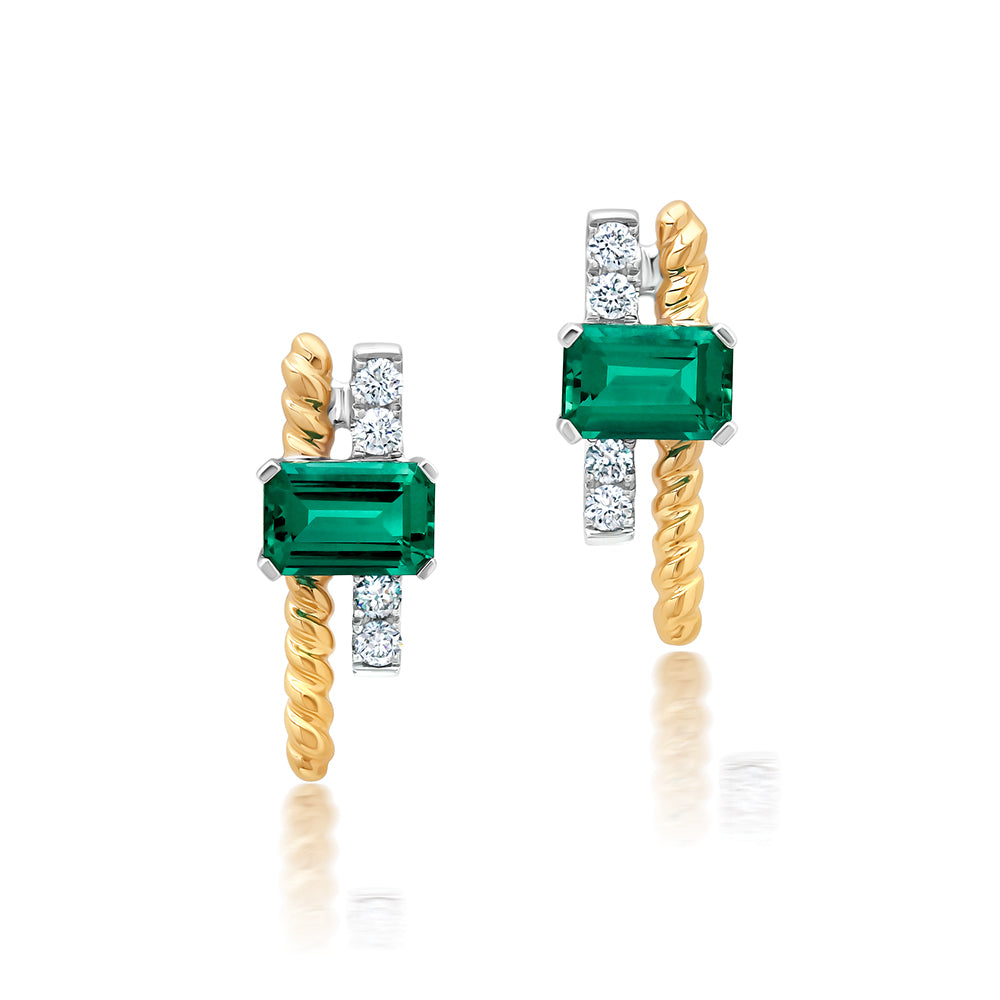 Chatham lab-grown emerald earrings, style CE5081YWEM
