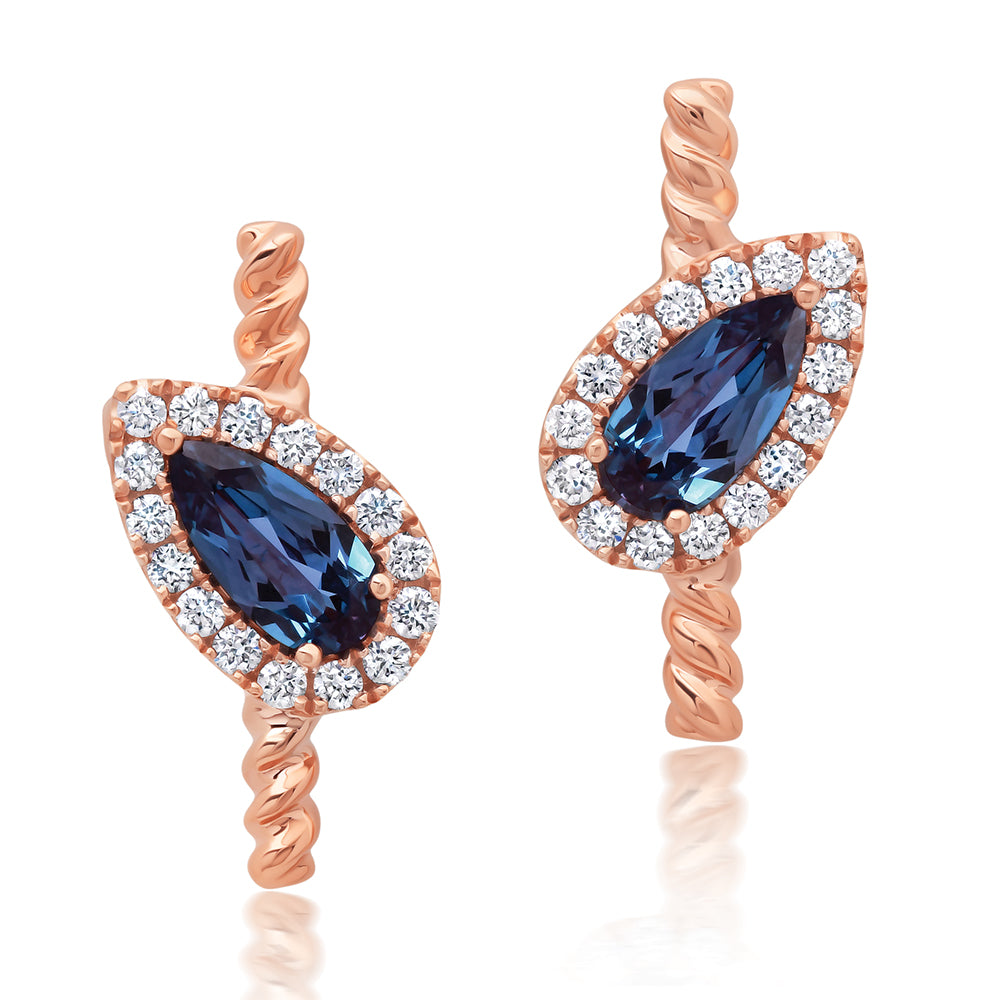 Chatham lab-grown alexandrite earrings, style CE5082RAL
