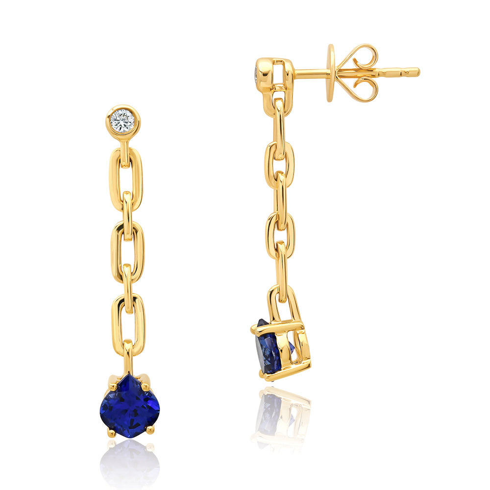 Chatham lab-grown blue sapphire earrings, style CE5084YBS