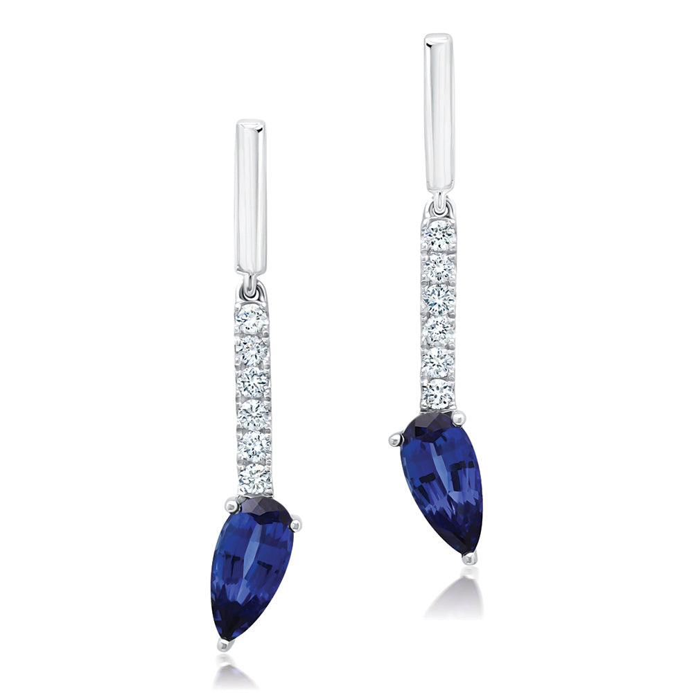 Chatham lab-grown blue sapphire earrings, style CE5093WBS