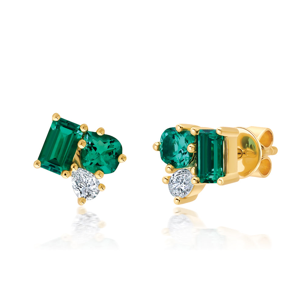 Chatham lab-grown emerald studs, style CE5094YEM