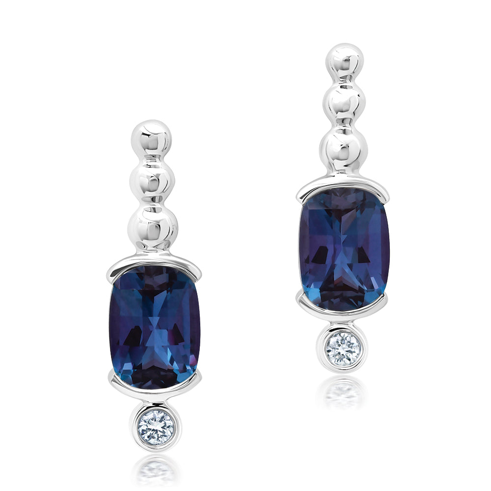 Chatham lab-grown alexandrite earrings, style CE5095WAL