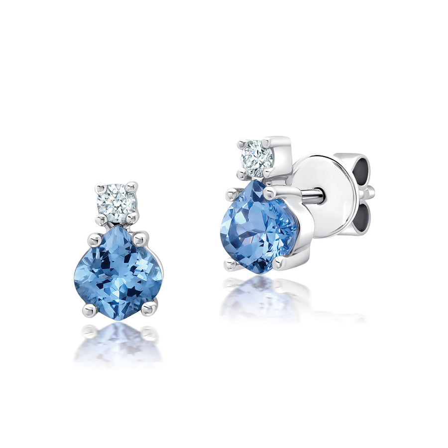 Aqua Blue Spinel Stud Earrings