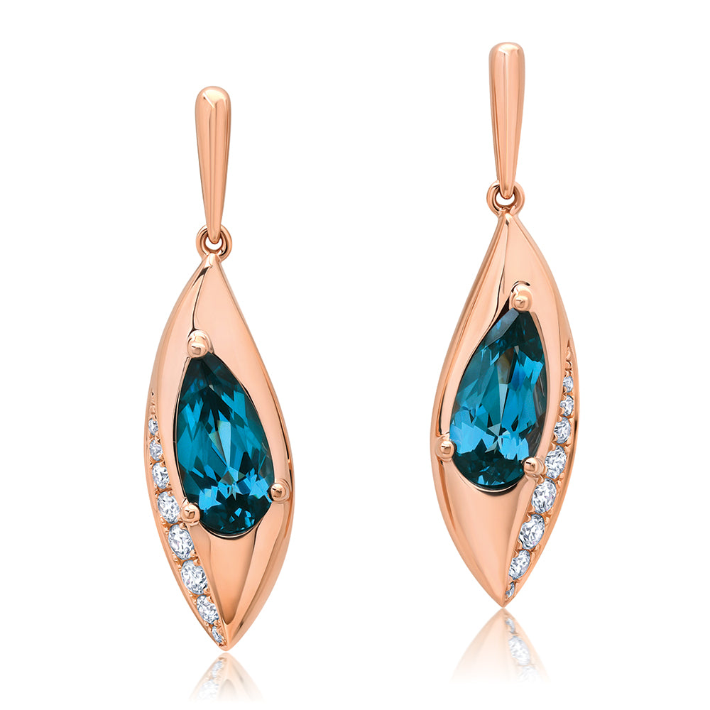 Chatham lab-grown spinel earrings in 14k rose gold, style CE5098RPA
