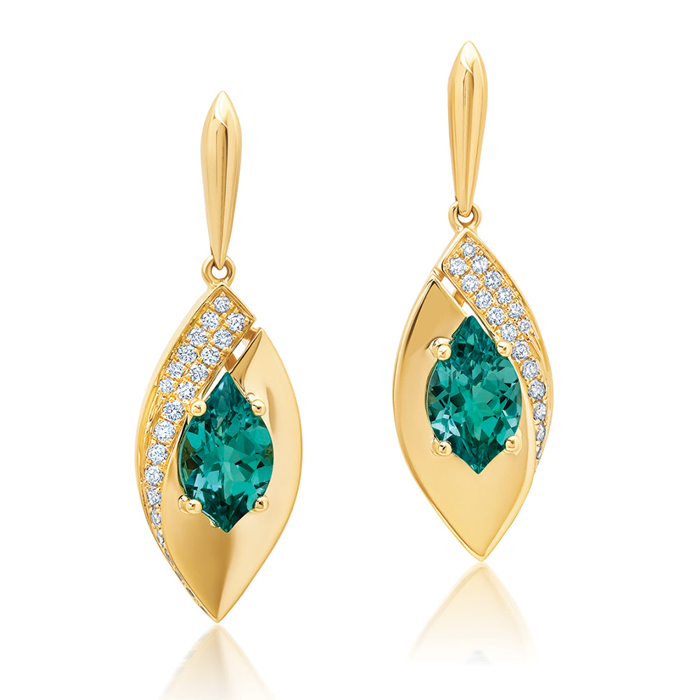 Chatham lab-grown chrysoberyl earrings, style CE5099YCH