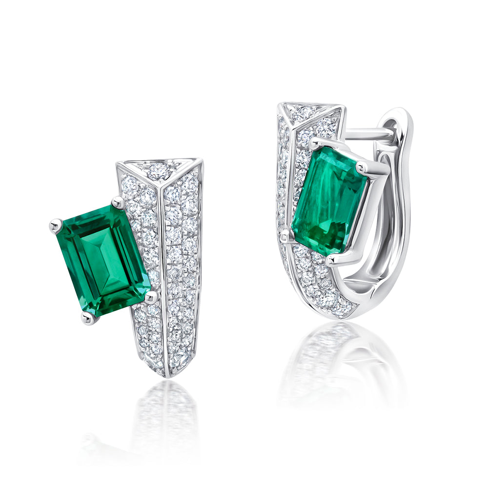 Chatham lab-grown emerald earrings, style CE5102WEM