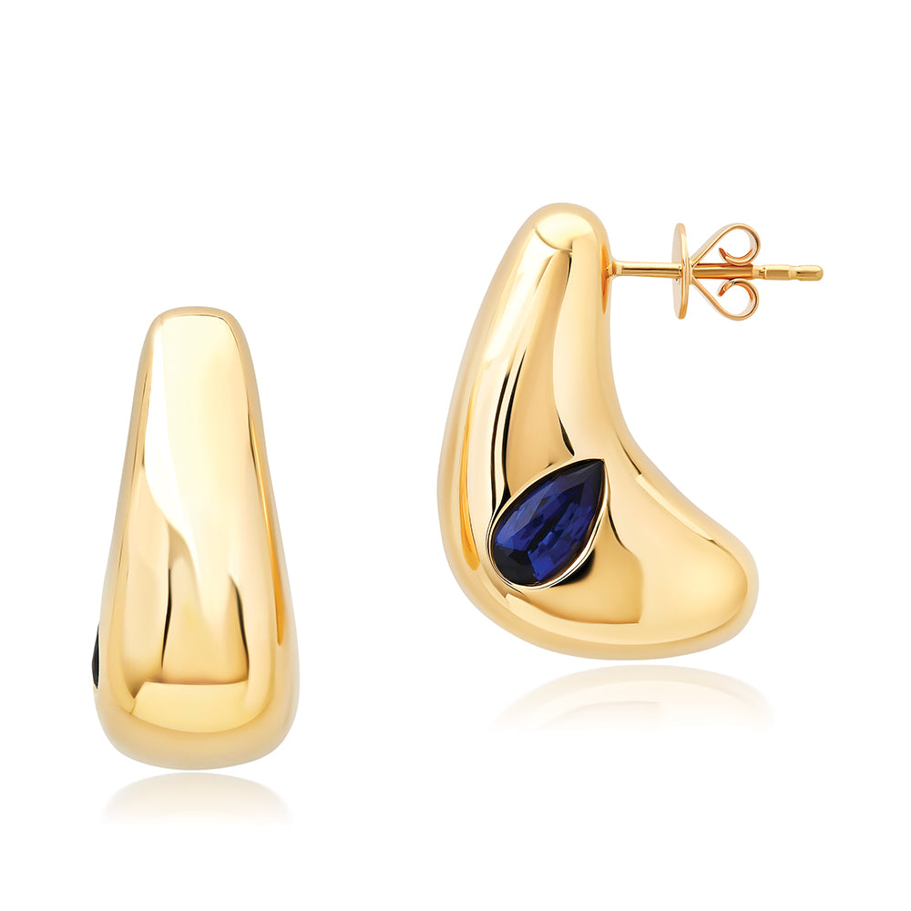 Chatham lab-grown blue sapphire earrings, style CE5103YBS