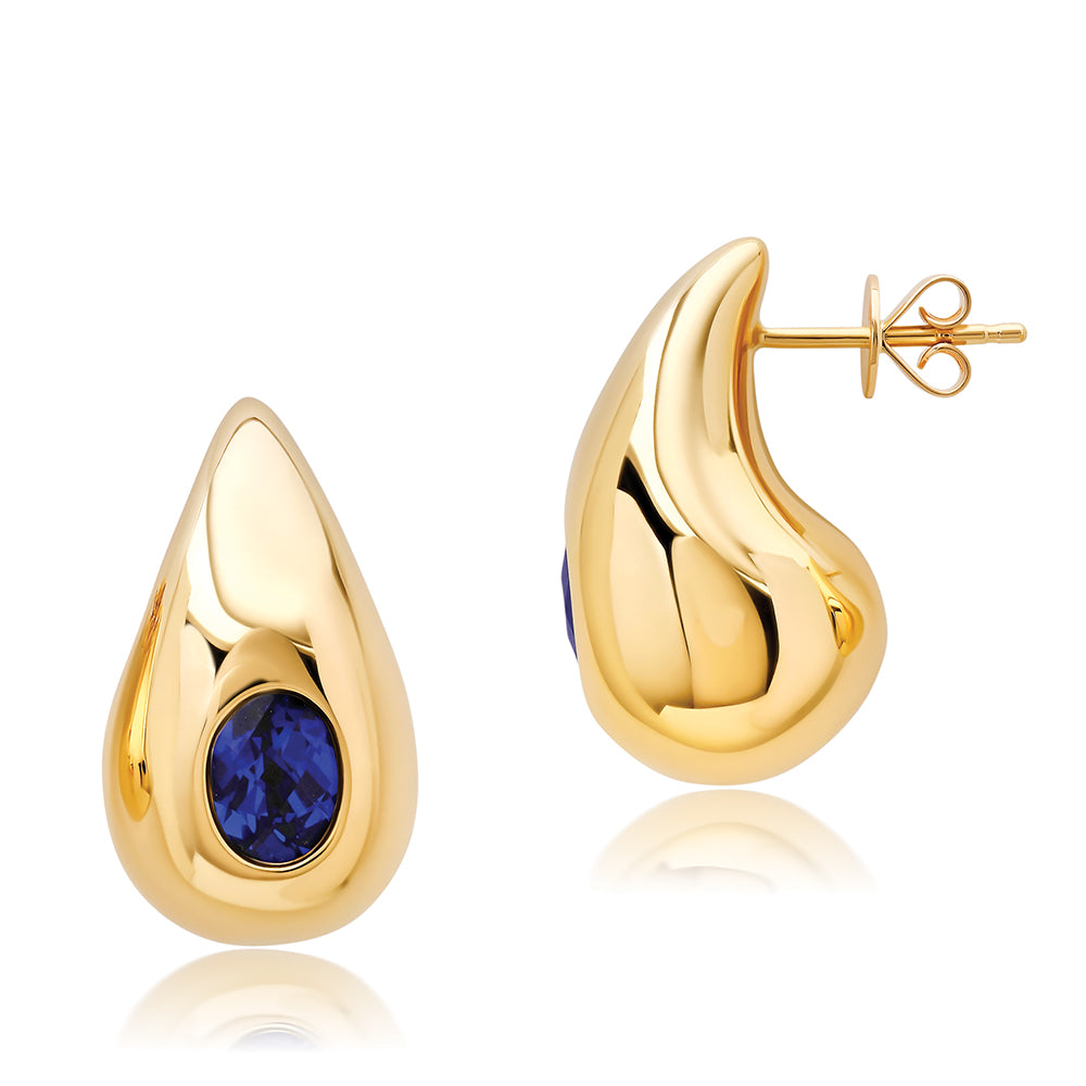 Chatham lab-grown blue sapphire earrings, style CE5105YBS