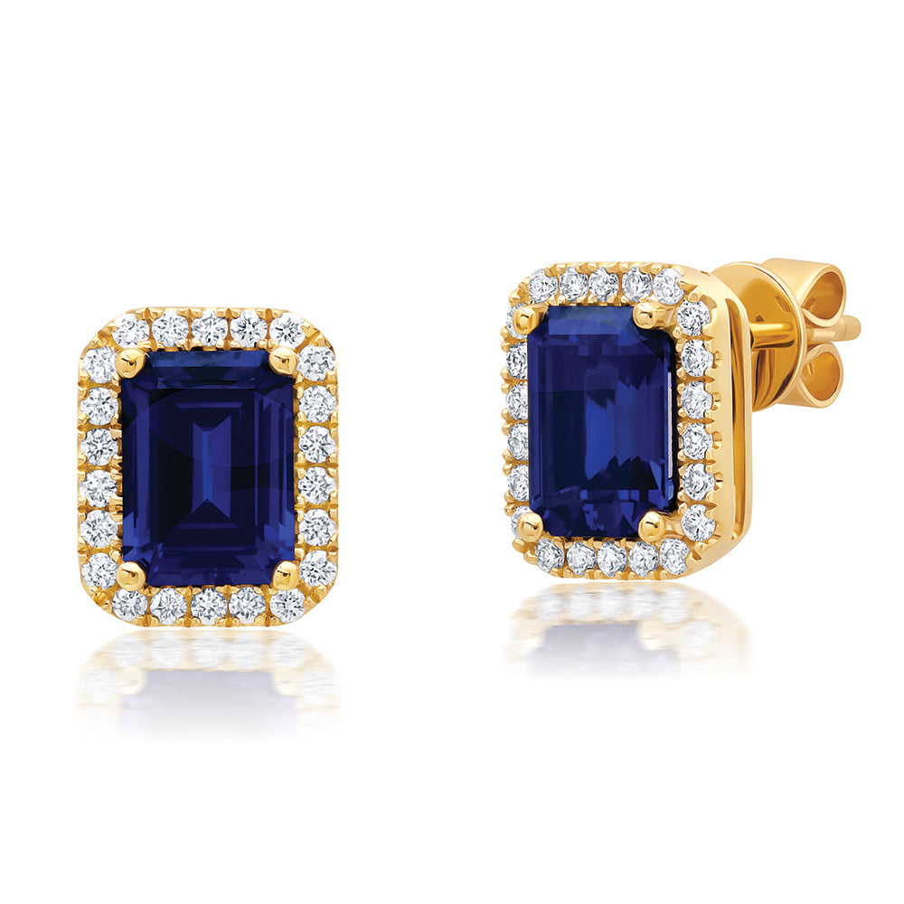 Chatham lab-grown blue sapphire earrings, style CE5110YBS