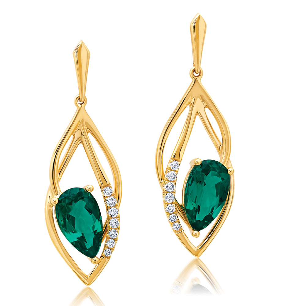 Chatham lab-grown emerald earrings, style CE5111YEM