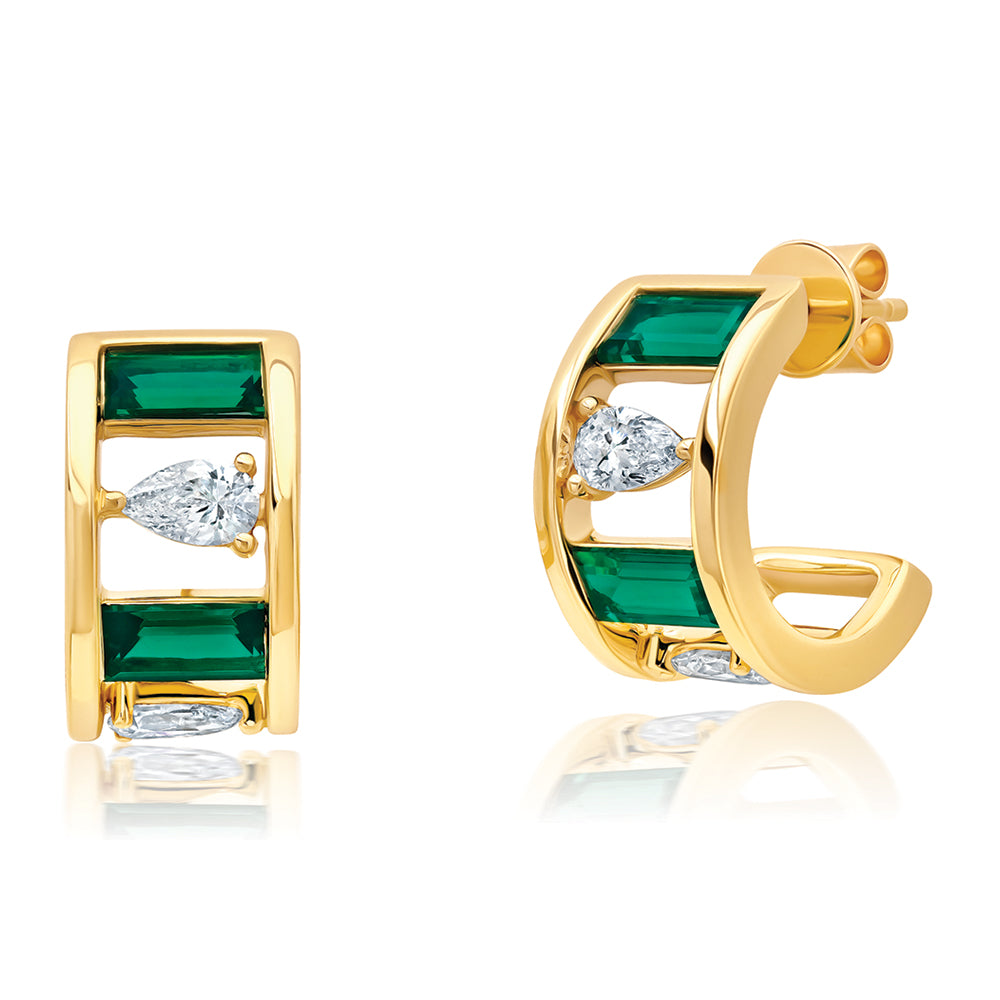 Chatham lab-grown emerald earrings, style CE5112YEM