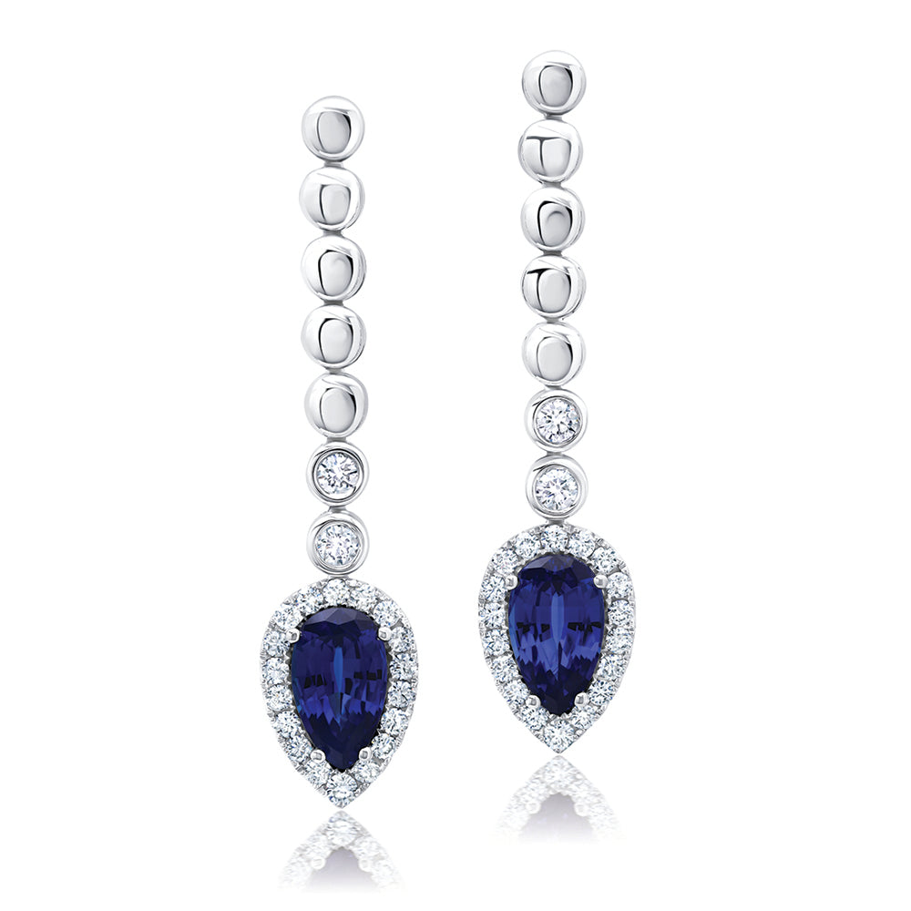 Chatham lab-grown blue sapphire earrings, style CE5116WBS