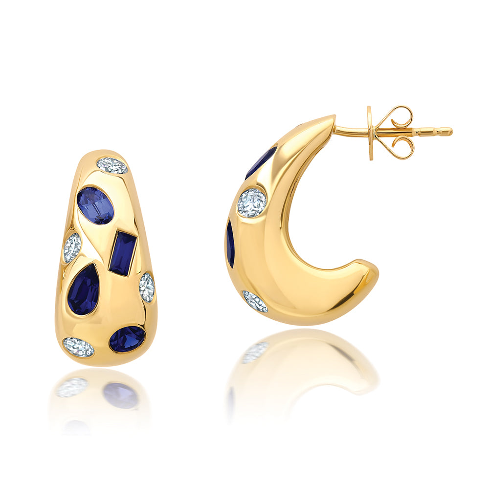 Chatham lab-grown blue sapphire earrings, style CE5117YBS