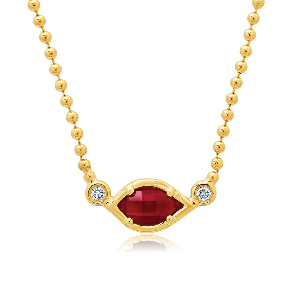 Chatham lab-grown ruby necklace in 14k yellow gold, style CN1483YRU
