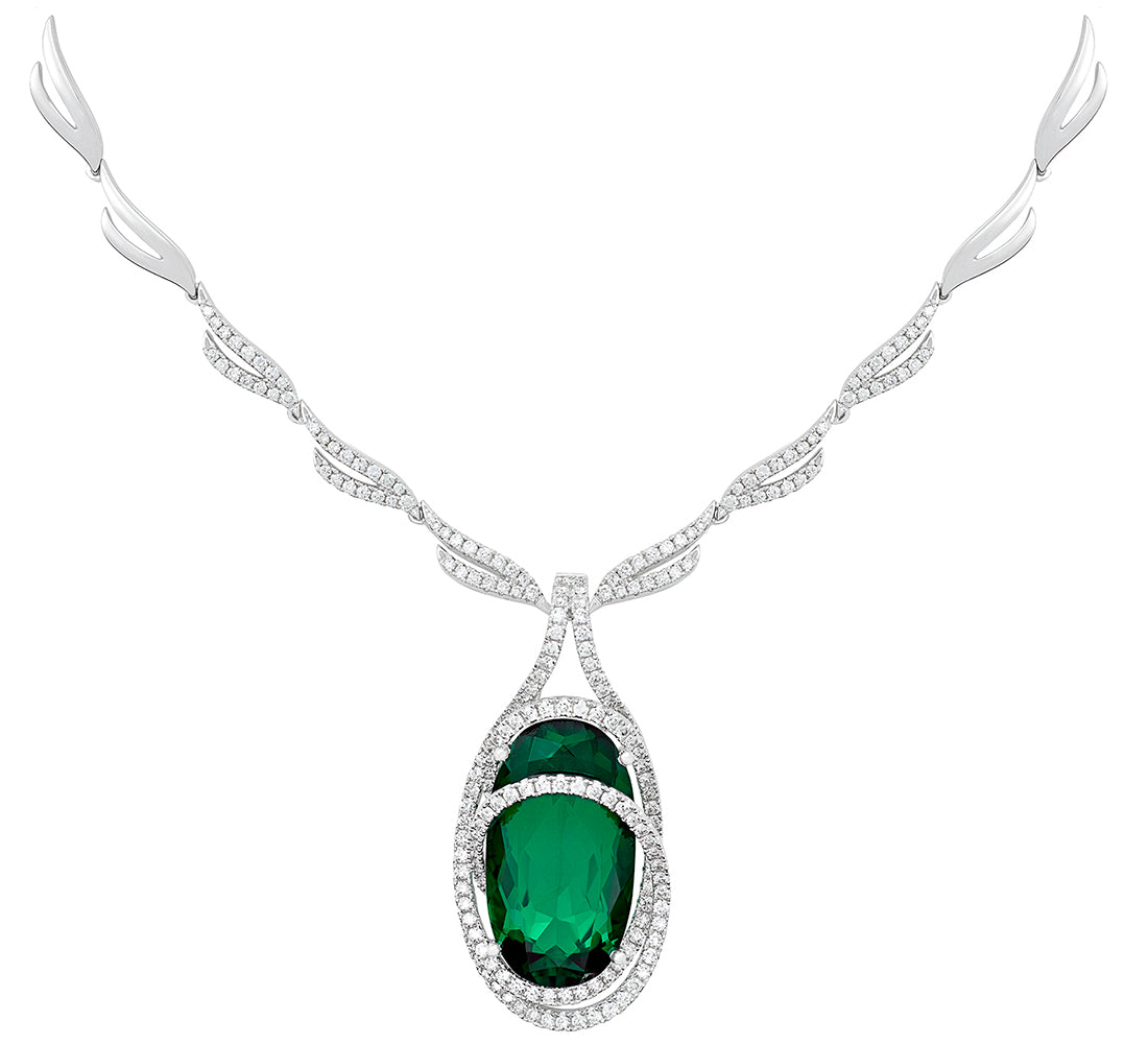 Kobelli Green Tourmaline and Diamond Necklace