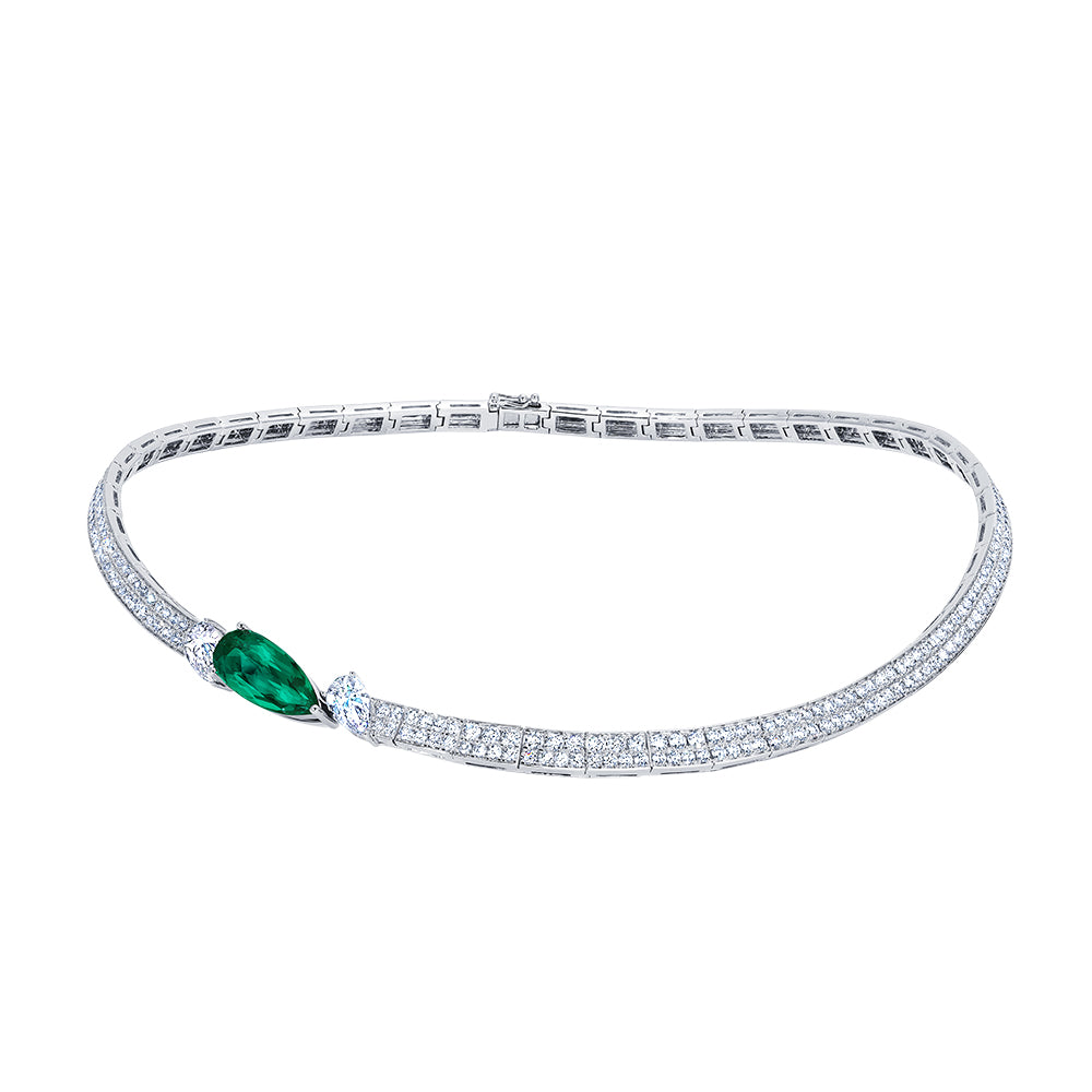 Chatham lab-grown emerald necklace, style CN1465WEM