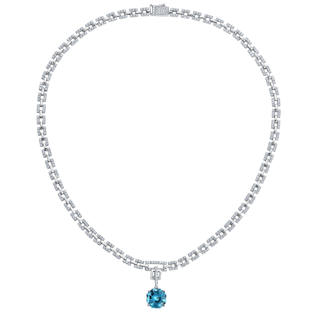 Chatham lab-grown aqua blue spinel necklace, style CN1467WAQ