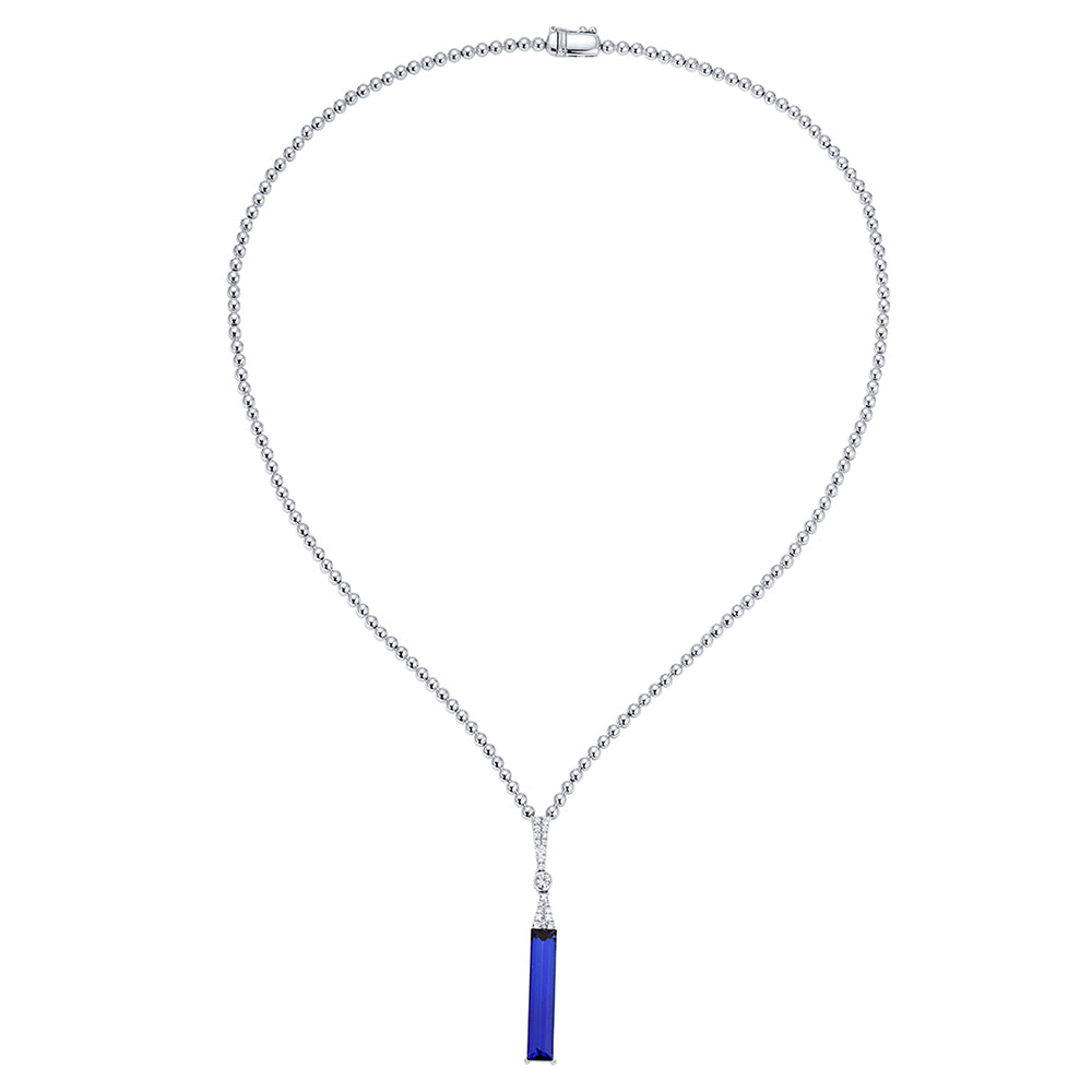 Chatham lab-grown blue sapphire necklace, style CN1468WBS