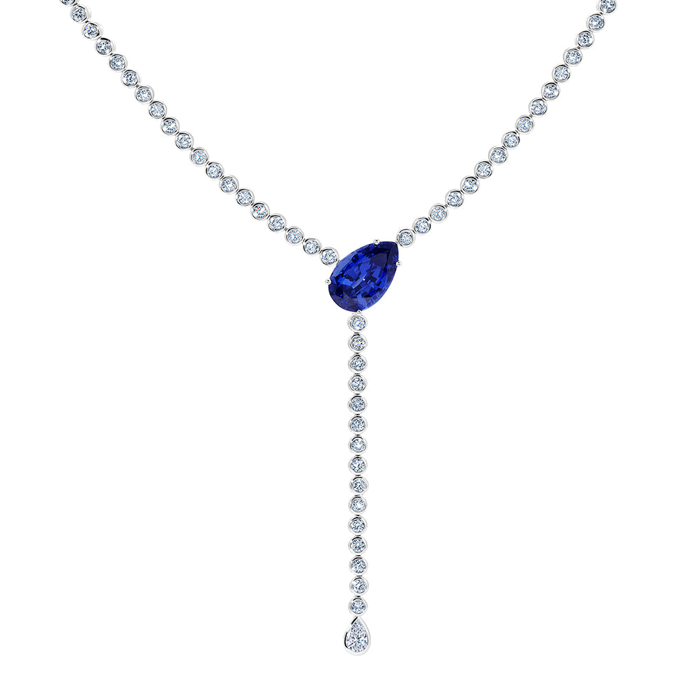 Chatham lab-grown blue sapphire necklace, style CN1476WBS