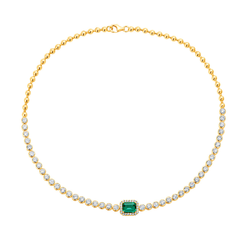 Chatham lab-grown emerald necklace, style CN1478YEM