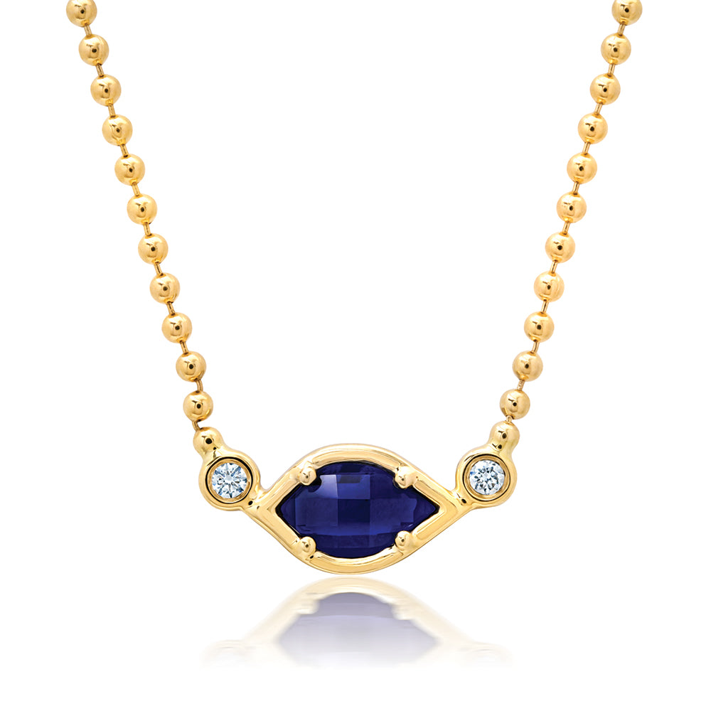 Chatham lab-grown blue sapphire necklace, style CN1483YBS