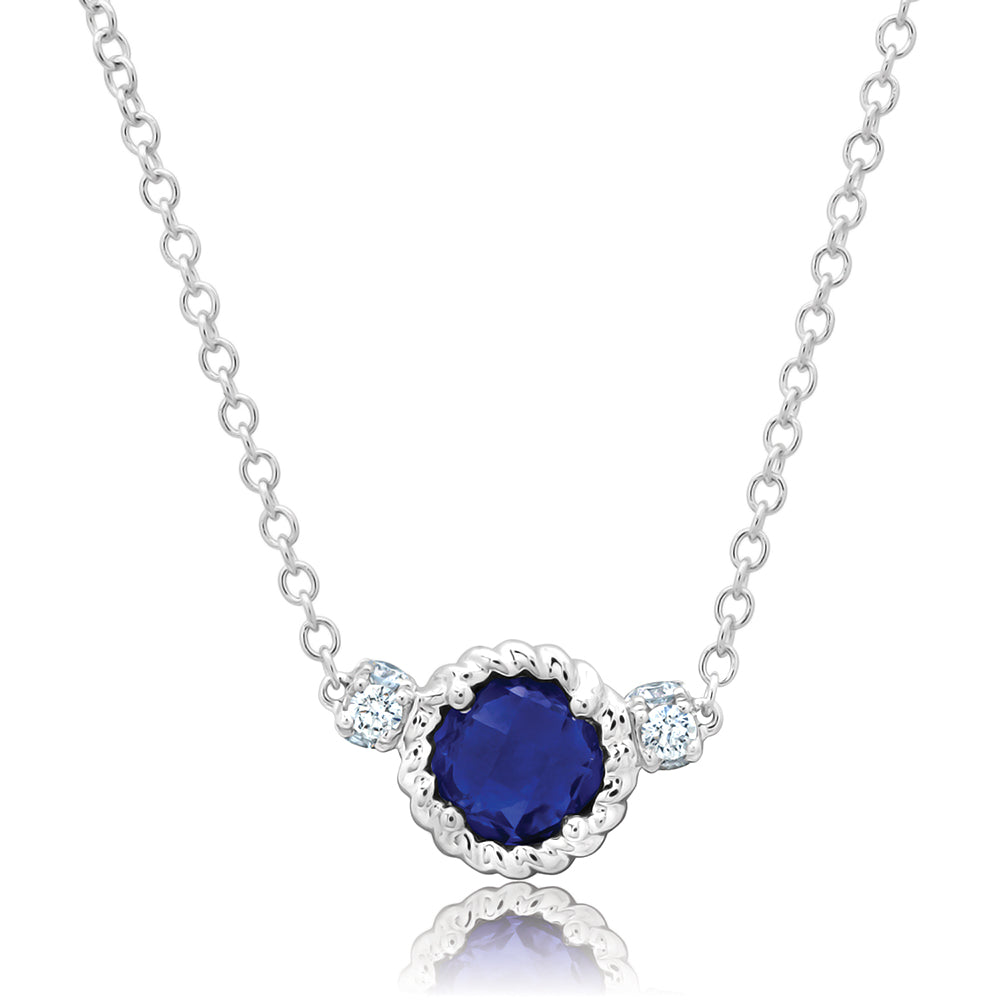 Chatham lab-grown blue sapphire necklace, style CN1484WBS